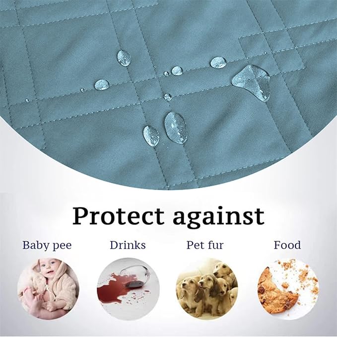 Dog Bed Cover Waterproof Microfiber Quilted Mattress Cover Pet Mat Silicon Non Slip 9 Size Furniture Protectors for Bed Sofa Couch (76 x 127 cm/30 x 50 in,Gray Blue)