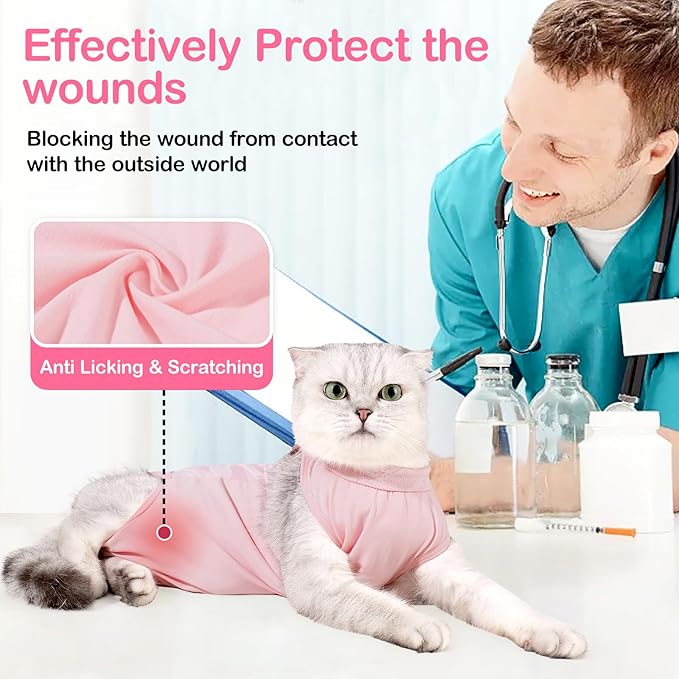 Coppthinktu Cat Recovery Suit Female - Cat Onesie After Surgery, Breathable & Soft Fabric, Adjustable & Easy to Wear, Better Than E-Collar, Easy Litter Box Access, Perfect for Post-Surgery Care