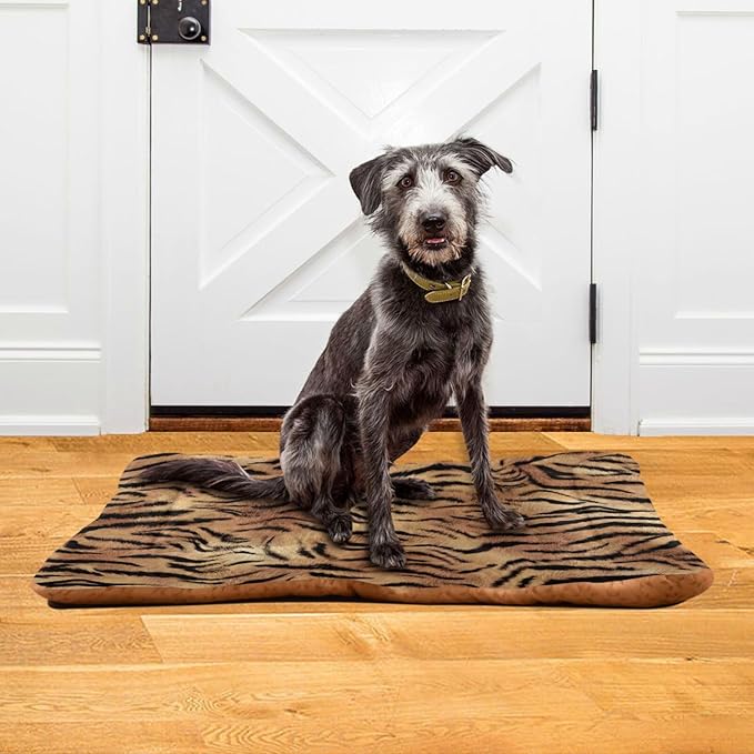 Tiger Print Pet Bed Cute Dog Bed Mat Absorbing Non Slip Pad Pet Sleeping Mat for Small, Medium, and Large Dogs Puppy Cat 24 in x 18 in