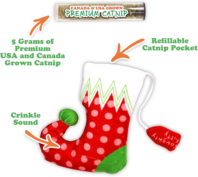 Meowijuana | Get Stuffed Bundle | Get Stuffed Stocking and Winter Lift | Promotes Play and Cat Health | Includes Organic Catnip | Feline and Cat Lover Approved
