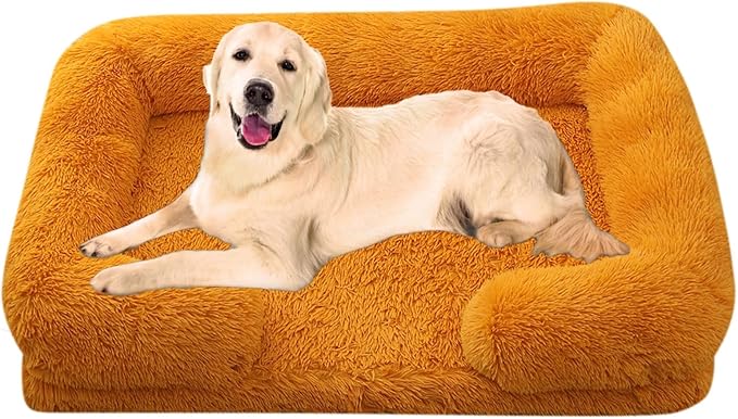 Dog Beds Large Sized dog Orthopedic, Sofa Dog Bed with Waterproof Lining and Nonskid Bottom, Rectangle Washable Dog Bed for Medium Small Dogs and Cats Comfortable ( Color : Orange , Size : 43 x 27" )