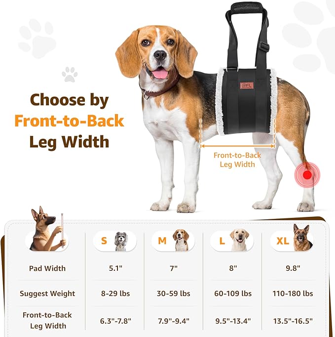 Adjustable Dog Lift Harness, Dog Sling for Large Dogs Hind Leg Support, Soft Lift Support Helps Senior, Injured, Disabled and After ACL Surgery Dogs-Black & Grey (Medium)