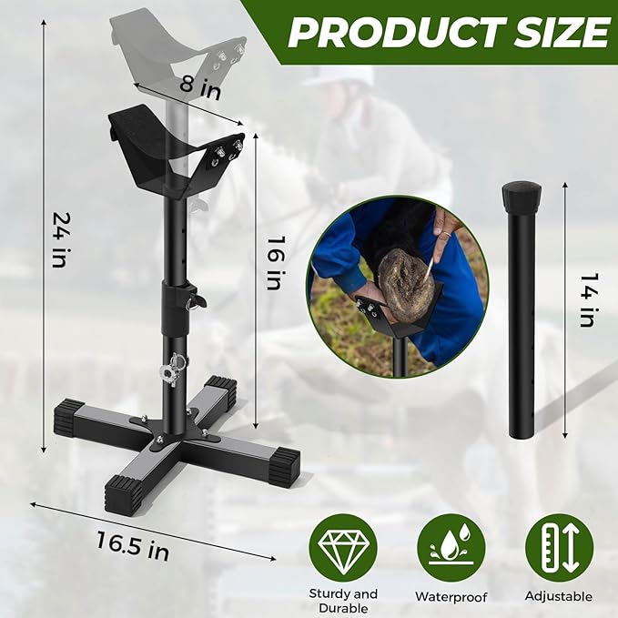 Adjustable Farrier Stand Hoof Stand for Horses Metal Hoof Stand Hoof Jack Farrier Stand Horse Trimming Shoeing Barefoot Horse Hoof Trimming Tools Grip Hoof Care Tools Veterinary Instruments