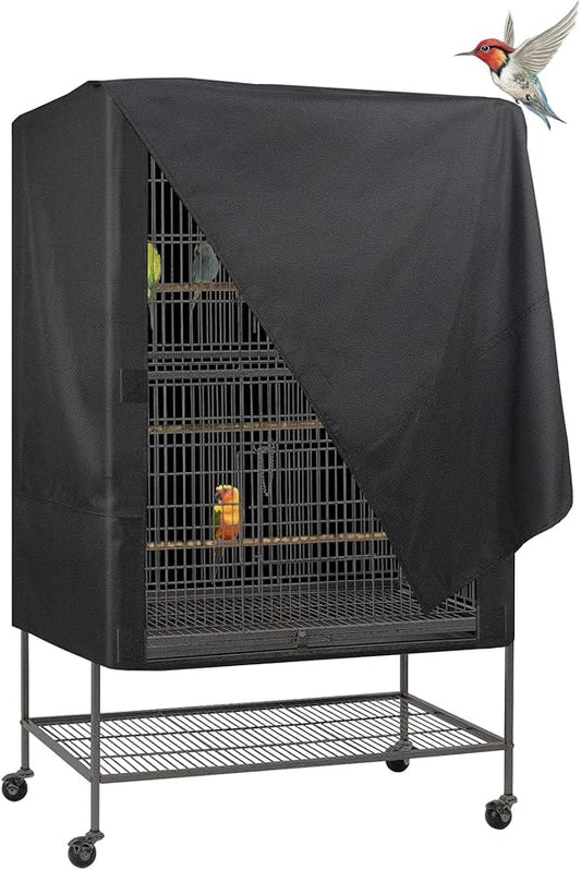 Explore Land Bird Universal Pet Cage Cover Good Night for Cats, Mink, Totoro, Parakeet, Parrot and Small Animals (Black, L)
