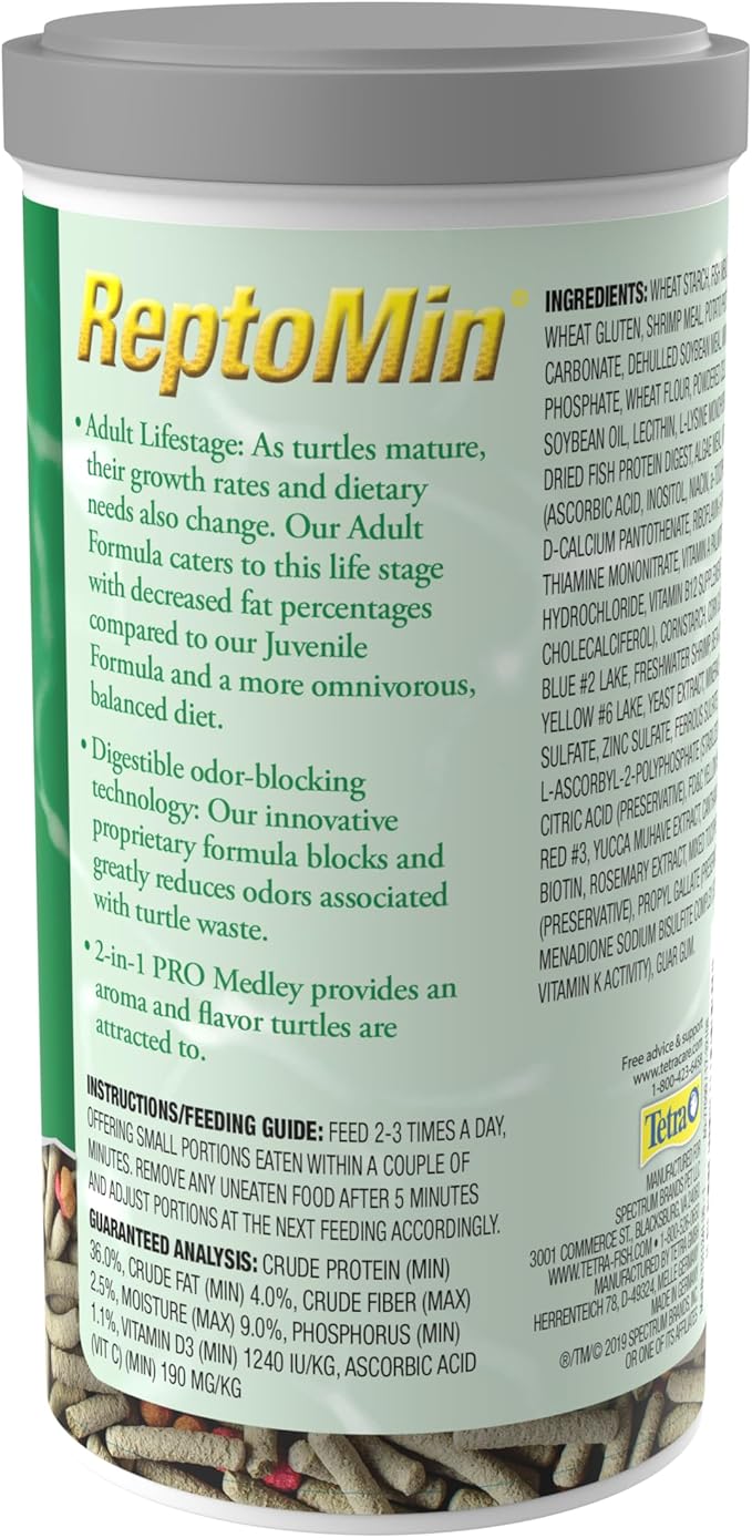 Tetra TetraFauna PRO ReptoMin Pro Sticks Adult Turtle Formula Daily Diet for Aquatic Turtles, 8.11 oz