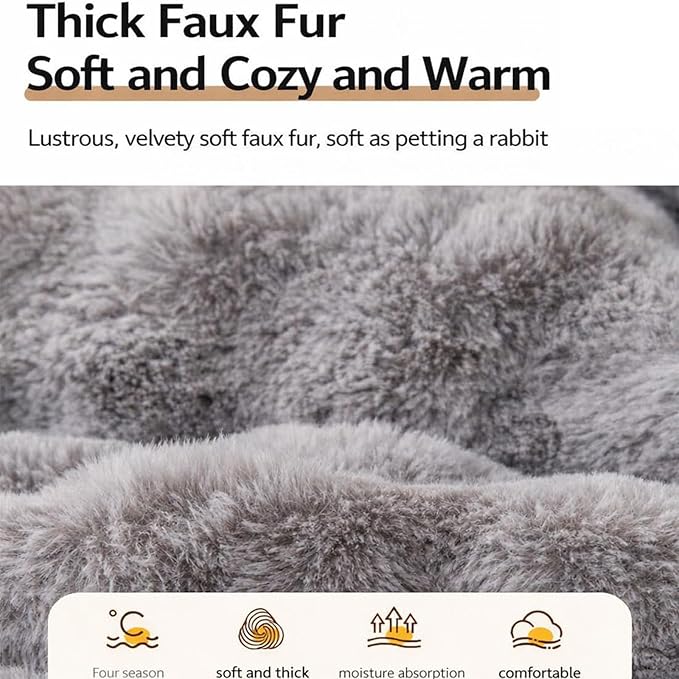 Dream Cloud Pet Sofa Bed Machine Washable Waterproof Supportive Comfort Non-Slip Plush Pet Couch Bed with Raised Edge for Sofa Car Floor, Small Medium Dogs Cats, Furniture Protector (White)