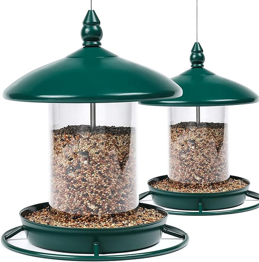 Pack of 2 Bird Feeder for Outdoor Hanging. Green
