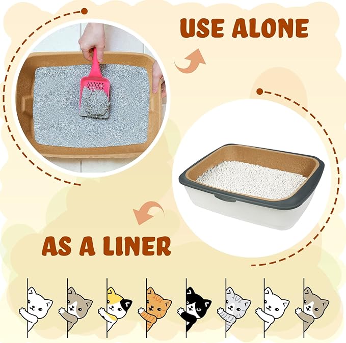 Tessco 15 Pack Small Disposable Litter Box Kitten Disposable Cat Litter Tray 16.1 x 11.2 x 3.7 Inch Paper Box for Indoor Outdoor Small Animals Cat, Hamster, Guinea Pig, Mice, Bunny and More