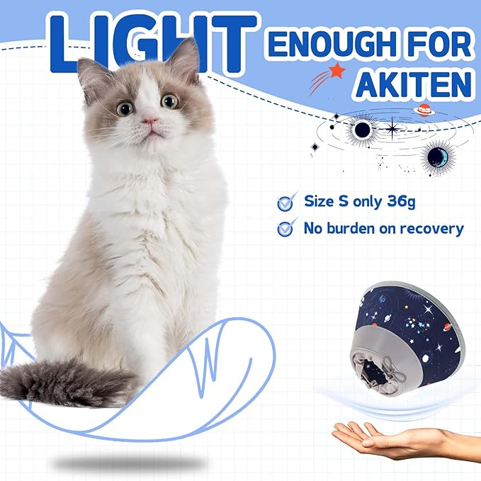 Cat Cone Collar Soft, Comfortable Cat Recovery Collar Pet Cone for Small Large Cats, Lightweight Elizabethan Collar for Cats Kittens After Surgery Prevent from Licking Wounds, Star, M