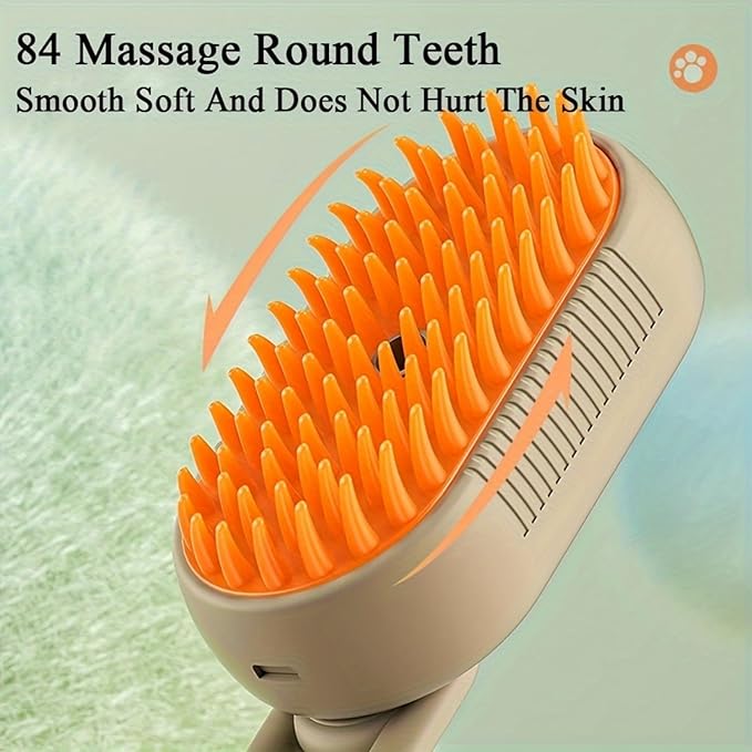 Cat Steam Brush for Shedding, 4 in 1 Cat Steam Brush for Massaging and Cleaning Shedding Pets, Anti Static Pet Hair Cleaning Comb, for Long and Short Hair Cats and Dogs Grooming Tool (White)