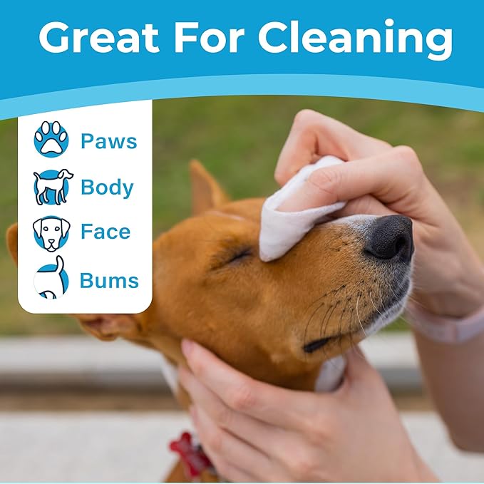 PrimePets Dog Grooming Wipes, 600 Count, 6x8 Inch Deodorizing Wipes for Dogs & Cats, 100% Fragrance Free, Natural Pet Wipes for Cleaning Face Bum Eyes Ears Paws Teeth, Dog Wipes