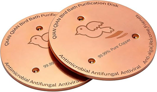 QIANQIAN Bird Bath Copper Disk, Copper Bird Bath Purification Disk (2, Copper)