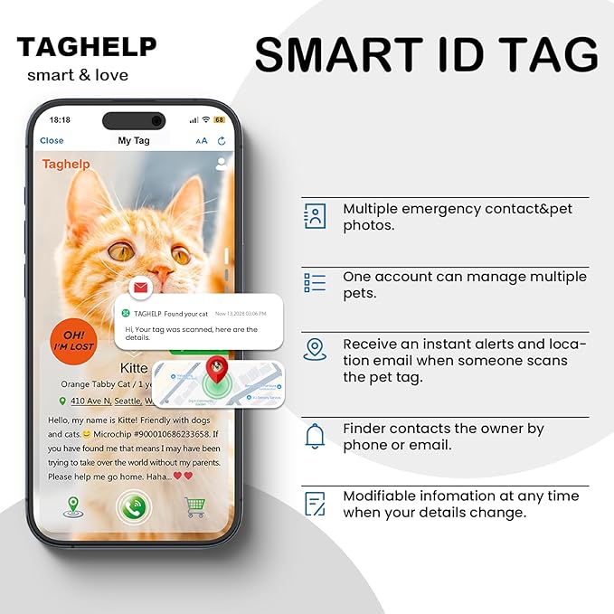 Smart QR Code Cat Collar 2-Pack - Digital Pet ID Tag with Breakaway Safety Design, Reflective Strips & Adjustable Fit for Lost Cat Recovery (Red & Green)