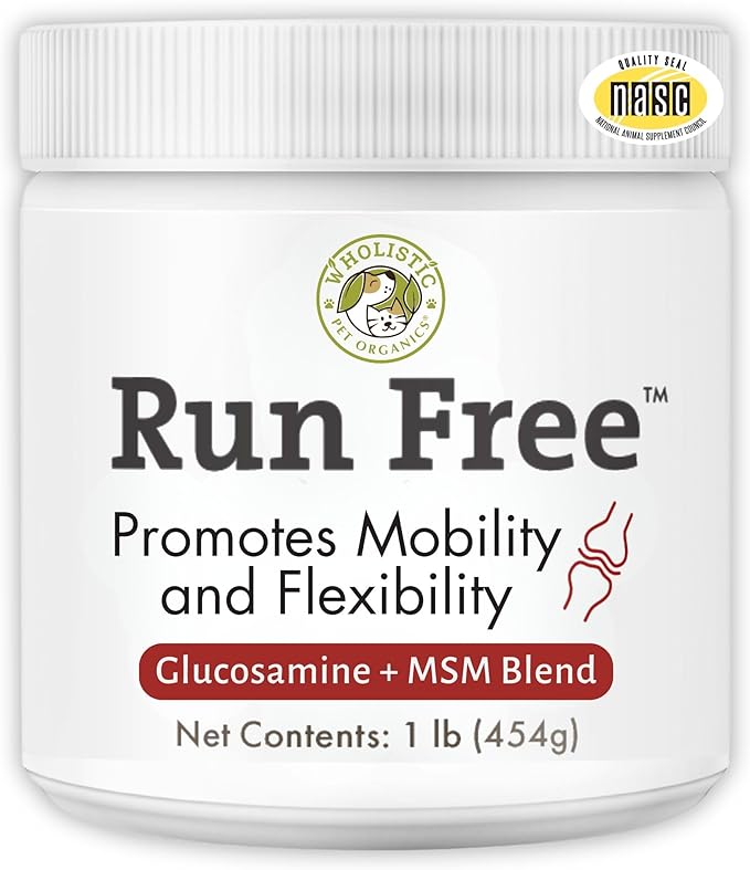 Wholistic Pet Organics Joint Supplement for Dogs - 1 Lb - Daily Dog Hip and Joint Supplement with Glucosamine Chondroitin & MSM to Support Mobility - All Breeds & Ages - Organic Glucosamine for Dogs