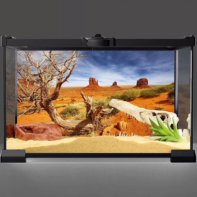 AWERT 36x24 inches Reptile Habitat Background Orange Desert Terrarium Background Durable Polyester Background