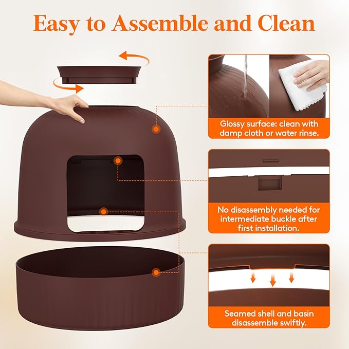 Lifewit Litter Box with Faux Plant & Scoop for Large Cat, Hidden Corner Enclosure Litter Tray with Odor Control & Carbon Filter in Living Room/Bedroom/Bathroom, Brown
