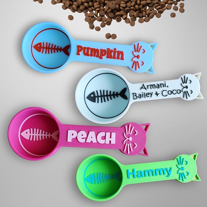 Personalized Cat Food Scoop, Cat Food Measuring Cup with Name, Kibble Scoop (12 oz - 1 1/2 cups)