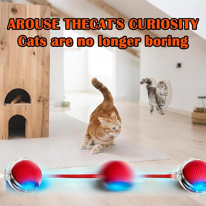 Cat Ball Toy,New Interactive Rolling Cats Dog Toy Balls 360° Smart Automatic Rolling Pet Ball, Fast Moving Toy for Dog,Interactive Toys for Cats (Pink)