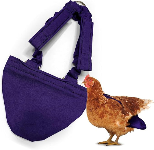 Hen Holster Bikini Diaper, Bird Diaper & Harness for Hens, Roosters, Ducks, Geese - with Removable Vinyl Liner, Adjustable Fit for Outdoor Adventures & Indoor Use - Easy to wear - S/M, Purple