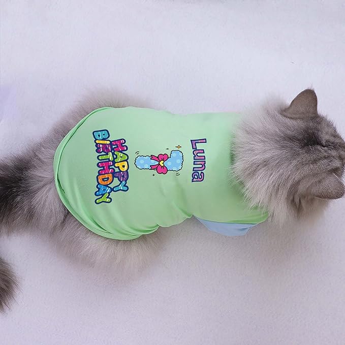 Custom Dog Birthday Shirt,Personalized Pet Apparel Print with Name Age Number,Pet Birthday Outfit,Lightweight Breathable Cotton Vest for Small Medium Large Dogs Cat (Dopamine Yellow, XX-Large)