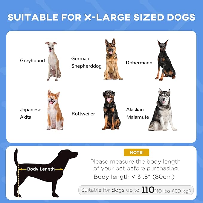 PawHut Elevated Dog Bed with Canopy, Portable Raised Dog Cot for XL Sized Dogs, Indoor & Outdoor, 48" x 36" x 43", Dark Blue