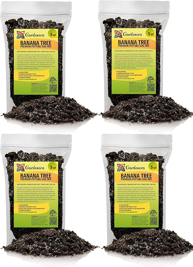 Gardenera Banana Tree Potting Mix - High-Performance Formula for Vibrant Growth and Abundant Fruit Production - Unlock The True Potential of Your Banana Trees (20 Quart)