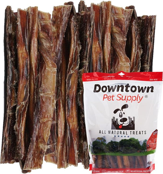 Downtown Pet Supply USA Sourced Bully Sticks for Dogs - Grass-fed Beef Chews, Low-Odor & Rawhide-Free, Long Lasting Dog Treats - Healthy, Safe & Delicious Chews (12" 30 Pack)