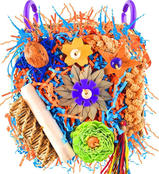 KATUMO Bird Toys, Cockatiel Foraging Shredder Toys for Parakeet Lovebird Budgie Parrotlet Conure Small-Medium Bird cage Accessories