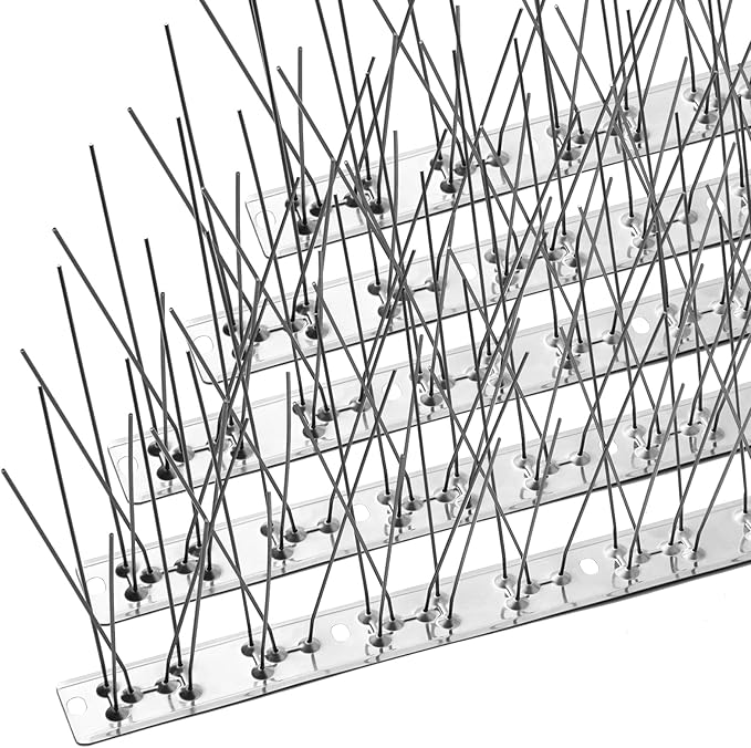 OFFO Bird Spikes with Stainless Steel Base, Covers 134.6 Feet(41m) Durable Bird Spikes Arrow Pigeon Spikes Fence Kit for Keeping Small Bird, Crows and Woodpeckers Away