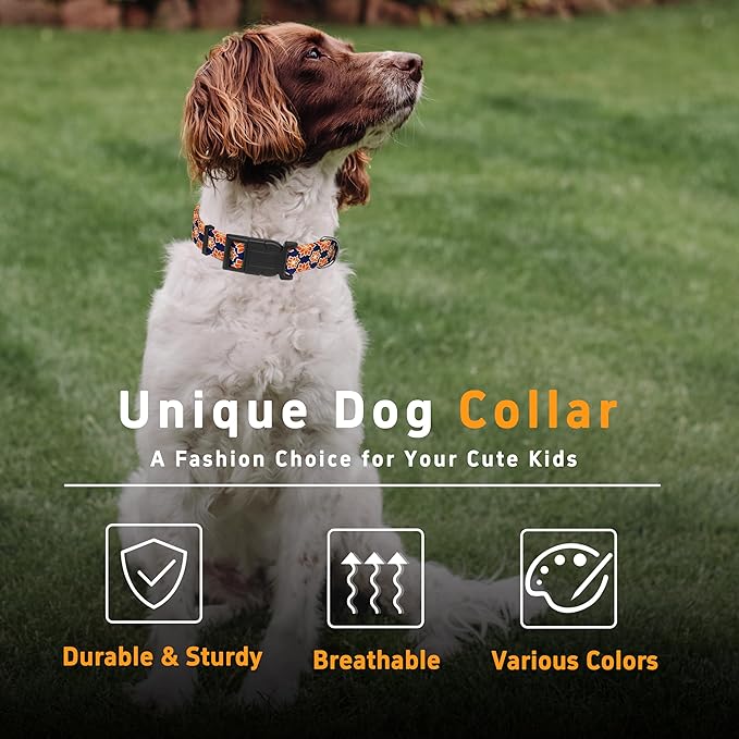 Dog Collar, Classical Indian Spirit Boys Girls Puppy Collar for Small Medium Large Dogs, Adjustable Soft Indian Pet Collar with Safety Buckle for Male Females(Navy Blue,XL)