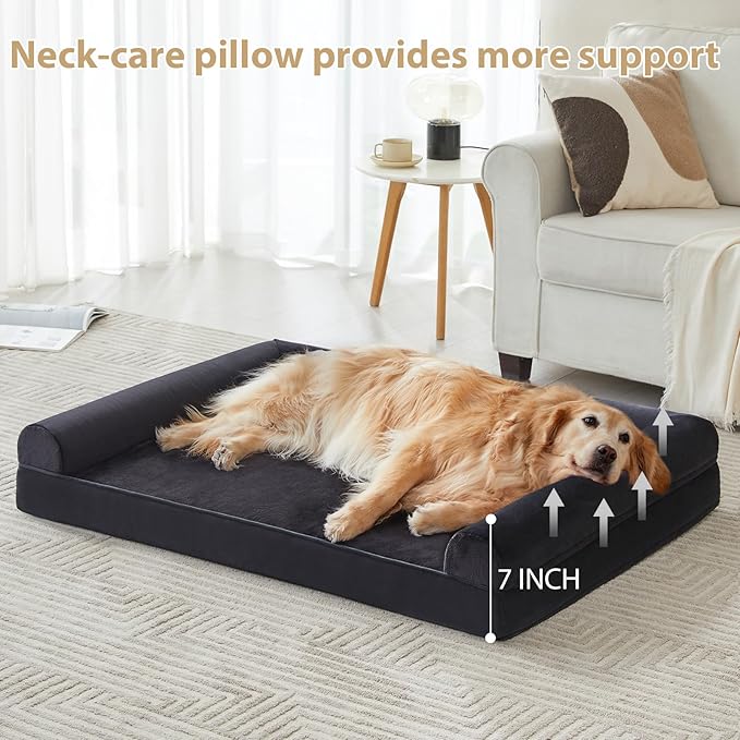 BFPETHOME Washable Dog Beds for Extra Large Dogs, Orthopedic Dogs Bed Extra Large, Big Dog Couch Bed with Removable Washable Cover, Waterproof Lining and Nonskid Bottom
