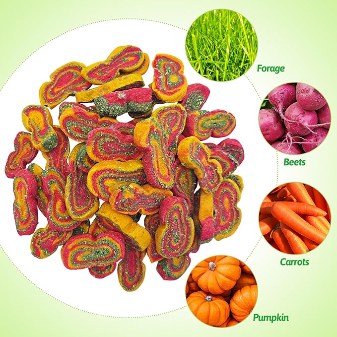 Fhiny Rabbit Chew Toys Mixed Forage Beetroot Carrot and Pumpkin Bunny Treats for Hamsters Guinea Pigs Chinchillas and Other Small Rodents Teeth Grinding (0.29lb/130g)