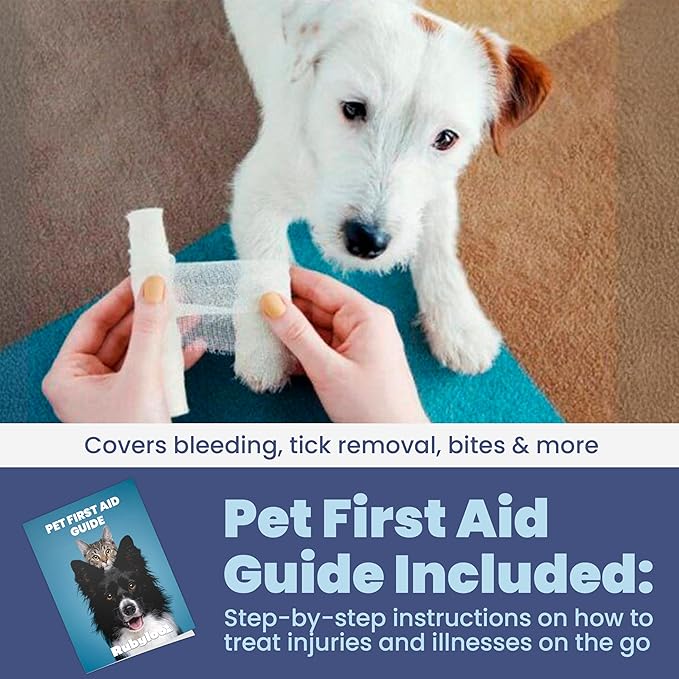 Dog First Aid Kit 2-Pack – Vet-Approved Pet First Aid Supplies for Dogs & Cats in Emergencies – Pet First Aid Guide, Tick Remover, Slip Leash & Medical Essentials for Home, Camping, Car, Travel