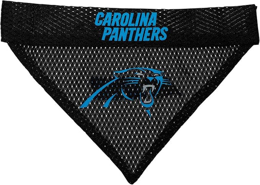 Pets First NFL DOG BANDANA - CAROLINA PANTHERS REVERSIBLE PET BANDANA. 2 Sided Sports Bandana with a PREMIUM Embroidery TEAM LOGO, Small/Medium. - 2 Sizes & 32 NFL Teams available