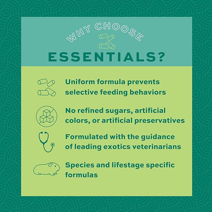 Oxbow Essentials Guinea Pig Food, Adult Guinea Pig, Made with Oxbow Timothy Hay, Pet Food Pellets with Vitamin C, Small Animal Pet Products, Made in USA, High Fiber, 10 lb. bag