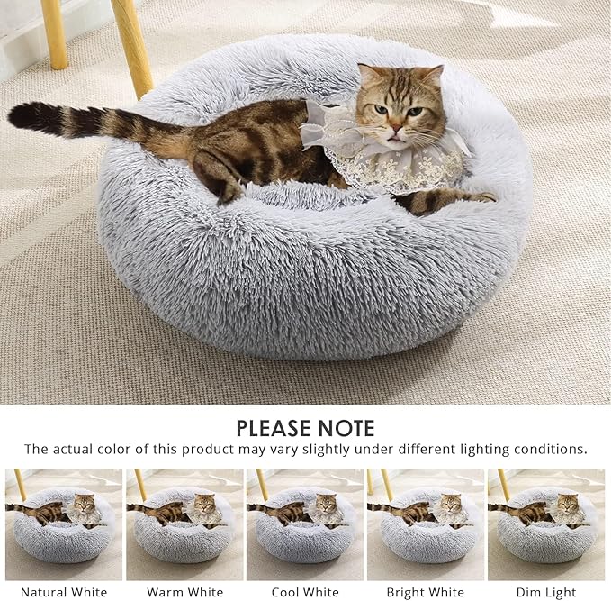 JOLLYVOGUE Dog Bed, Calming Anti-Anxiety Large Dog Bed, Fluffy Donut Cushion for Medium and Large Pets (27"/30"/36")