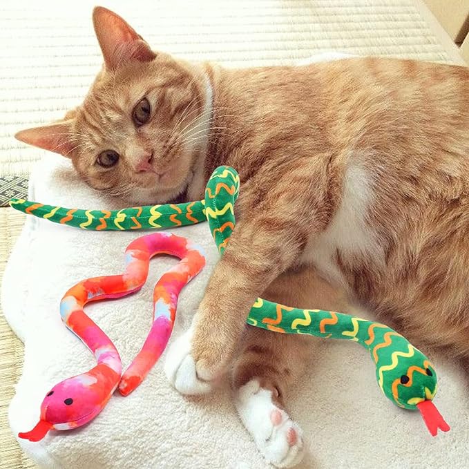 CiyvoLyeen Snake Catnip Toys Kitten Supplies Interactive Catnip Toys for Indoor Cats Snakes Cat Toy Novelty Gift for Cat Lovers Dental Health Chew Catnip Toy for Cats Set of 3