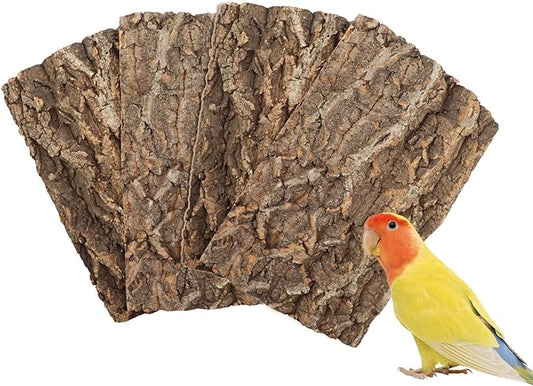 4 Pack Cork Bark Perch for Bird, 11.8 × 7.9 inch Natural Parrot Chewing Toys, Birdcage Background Decor Accessories, Bark Toy for Budgie Parakeet Cockatiel Lovebirds Conures Hamster Guinea Pig Rat