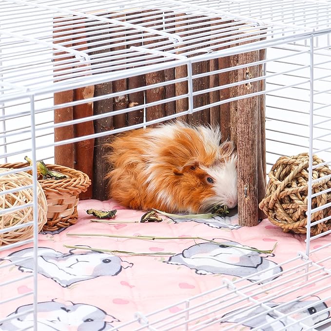 Guinea Pig Cage Liners Waterproof Guinea Pig Pee Pads, Digital Print Washable Reusable & Anti Slip Guinea Pig Bedding Fast and Super Absorb Water for Small Animals Rabbit Hamster Rat