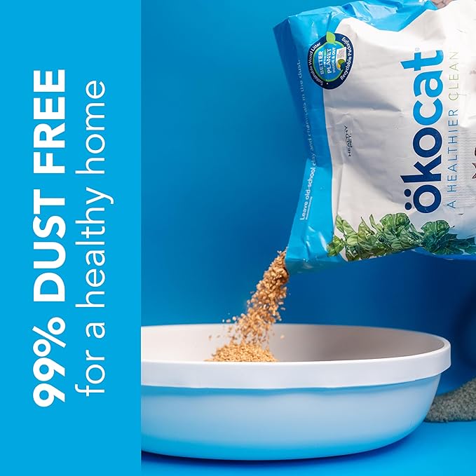 ökocat Original Wood Clumping Cat Litter, Unscented, 26 pounds XL - Natural Ingredients, Stops Odor, Clumps Solid, 99% Dust Free, Great for All Cats