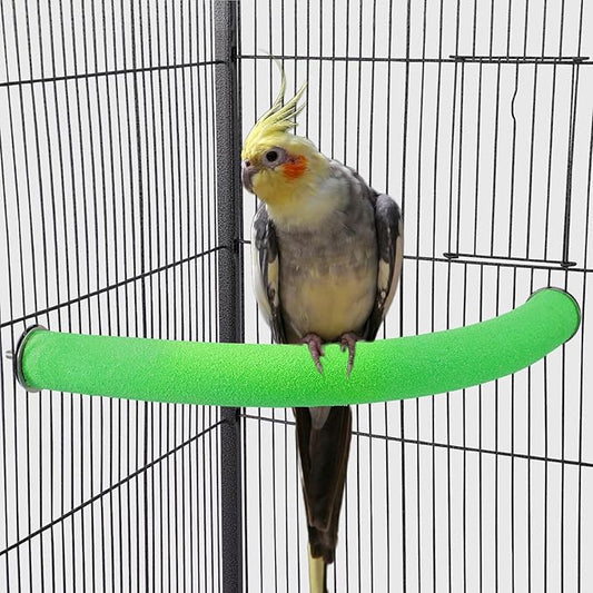 U Shape Parrot Perch Stand Toy Bird Platform Sand Paw Grinding Clean Stick Exercise Conure Budgie Cockatiel Cage Accessories (Green Corner Medium)
