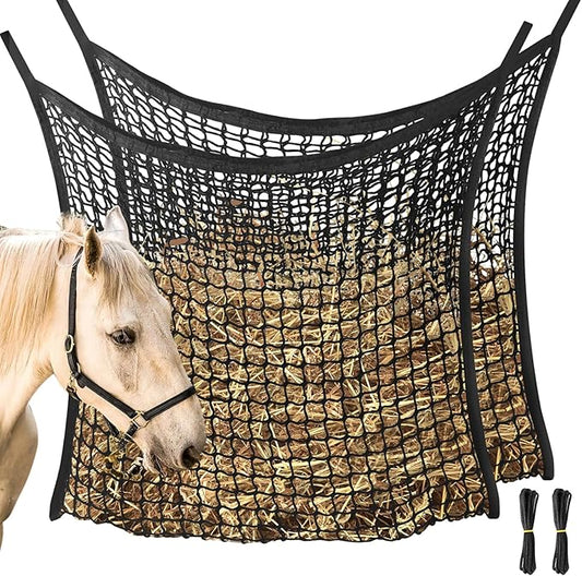 2 PCS Slow Feed Hay Net, Hay Bags for Horses with Large Capacity, Horse Feed Bag Easy to Hang, Hay Nets for Horses for Horse Feeder Full Day Feeding Horses Goat Stall Trailer (31.5" x 35.1")