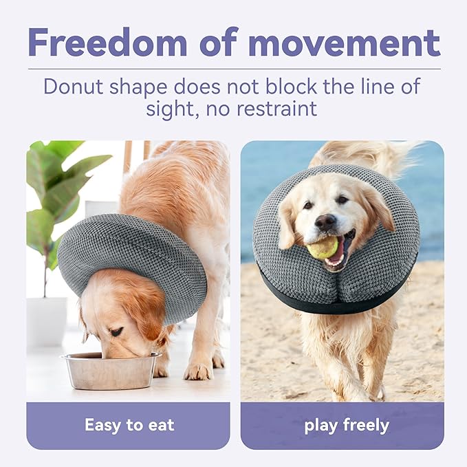 Soft Inflatable Dog Cone Collar for Large Medium Small Dogs Cats - After Surgery Donut, E Collar Alternative for Recovery