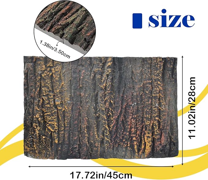PINVNBY Reptile Terrarium Cork Background,17.72x11.02 Inches 3D Bearded Dragon Tank Backgrounds Wall Reptile Stereo Backdrop Amphibian Habitat Climbing Board Decoration for Lizard Gecko Reptile Turtle