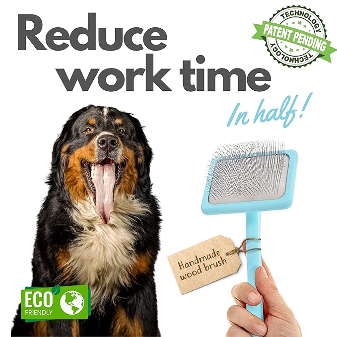 Dog Slicker Brush for Grooming Pet Hair - Best For Poodle & Golden Doodle - Long Haired Brush For Dogs - Goldendoodle Long Pins Tool For Dematting- Ideal Gift for Pet Groomers