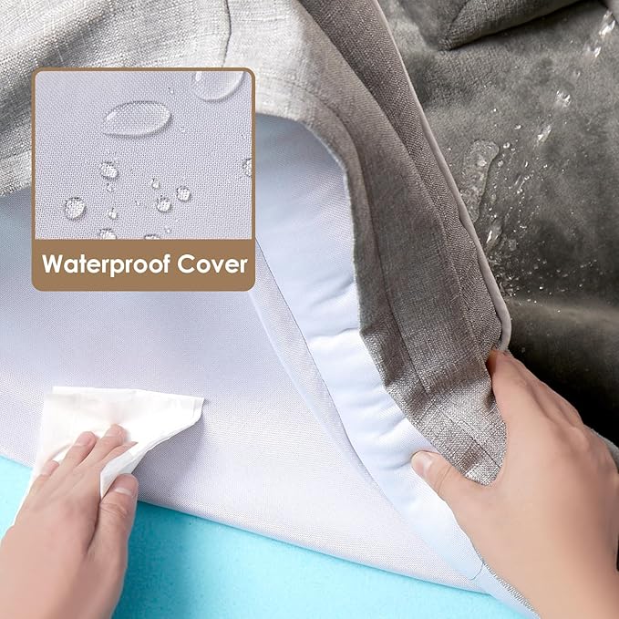 EHEYCIGA Orthopedic Dog Beds for Extra Large Dogs, Waterproof Memory Foam XXL Pet Bed with Sides, Non-Slip Bottom and Egg-Crate Foam Big Dog Couch Bed with Washable Removable Cover, Grey