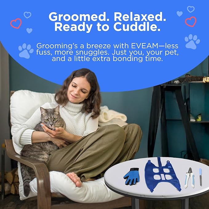 Pet Grooming Hammock for Cats & Small Dogs – Nail Clipping Kit with Sling, Clippers, File, Glove, Straps & Carabiners – Ideal for Trimming & Ear Cleaning – [S/XS] (Pink, Extra-Small)
