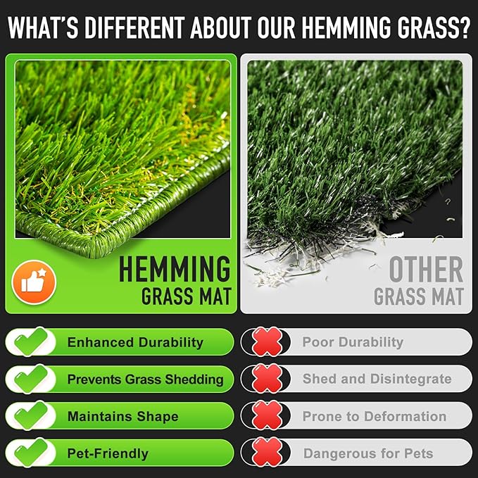 Hompet Artificial Grass for Dogs, 34"x21", Professional Dog Grass Mat, Easy to Clean with Drainage Holes, Potty Training Pad and Replacement Fake Grass Turf, Outdoor Rug Patio Lawn Decoration