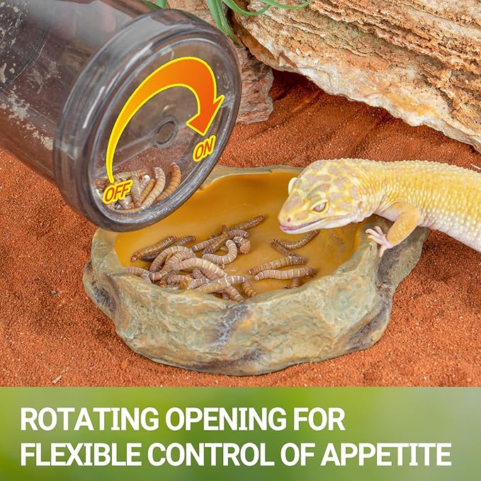REPTI ZOO Reptile Cricket Calcium Powder Mixer, Cricket Keeper Shaker for Bearded Dragon Gecko Snake Lizards, Dispenser Feeder for Chameleon Reptile & Amphibians