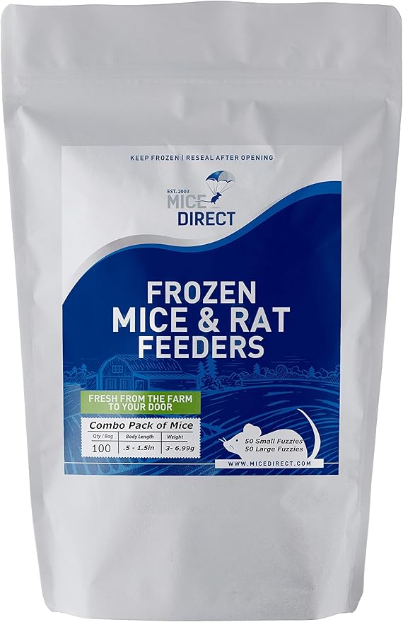 MiceDirect Frozen Mice Combo Pack 50 Small Fuzzies & 50 Fuzzies Frozen Reptile & Snake Food (100 Count)